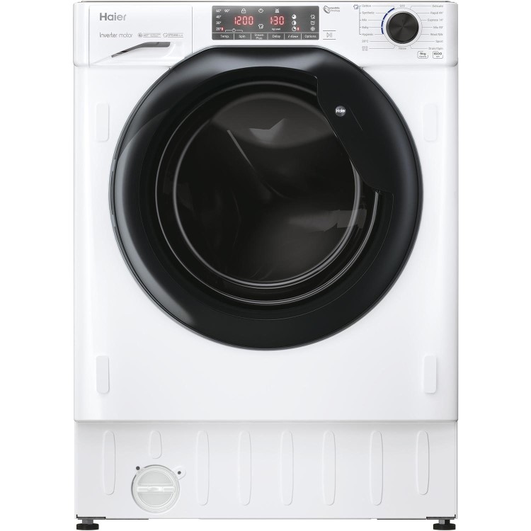 Refurbished Haier HWQ90B416FWB-UK Integrated 9KG 1600 Spin Washing Machine White