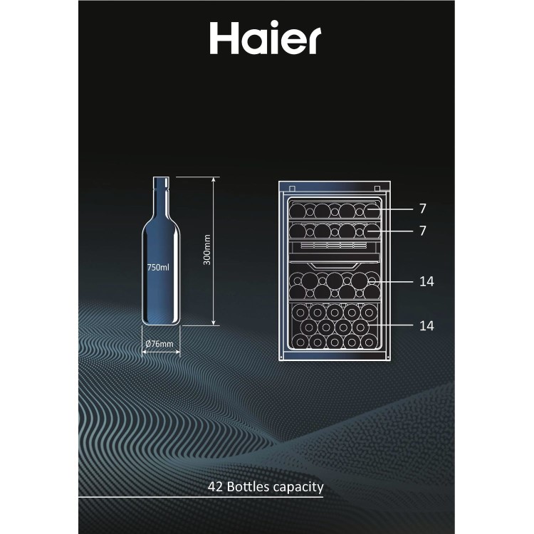 Haier 42 Bottle Freestanding Wine Cooler - Black