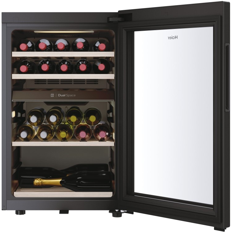 Refurbished Haier HWS42GDAU1 Freestanding 44 Bottle Dual Zone Wine Cooler Black