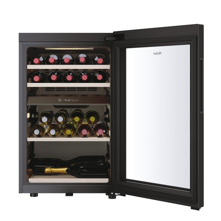 Haier 42 Bottle Freestanding Wine Cooler - Black