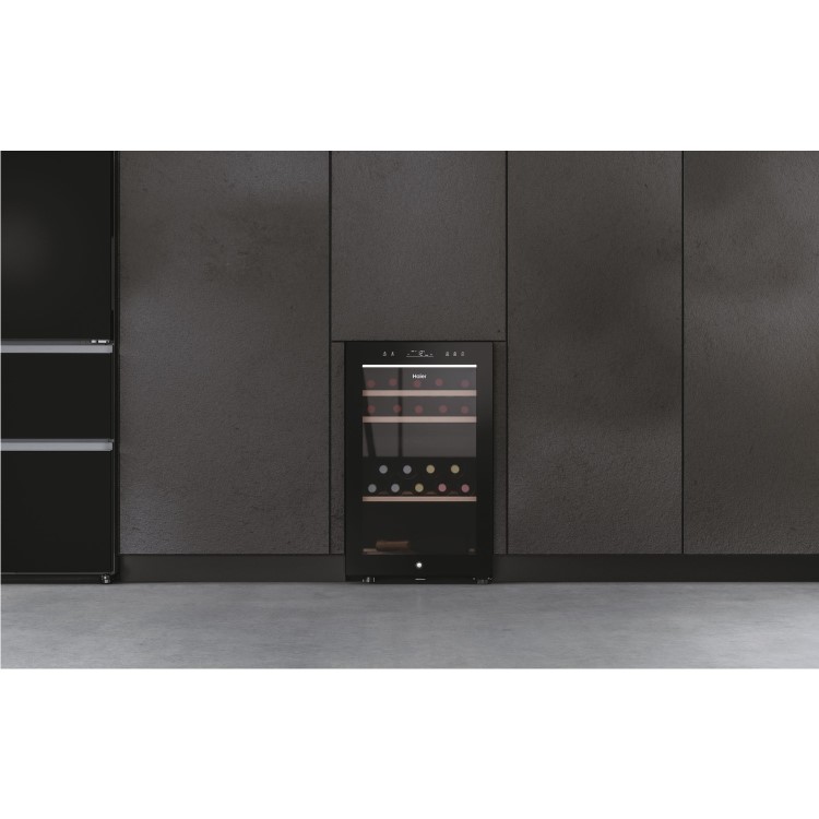 Refurbished Haier HWS42GDAU1 Freestanding 44 Bottle Dual Zone Wine Cooler Black