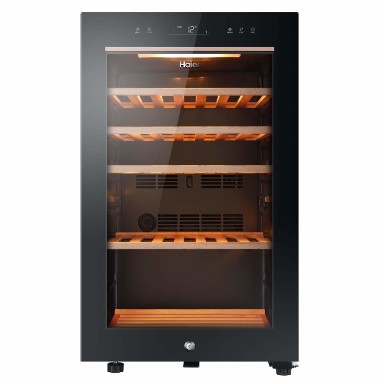 Refurbished Haier HWS49GA Freestanding 42 Botttle Single Zone Wine Cooler Black