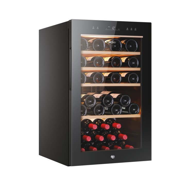 Refurbished Haier HWS49GA Freestanding 42 Botttle Single Zone Wine Cooler Black