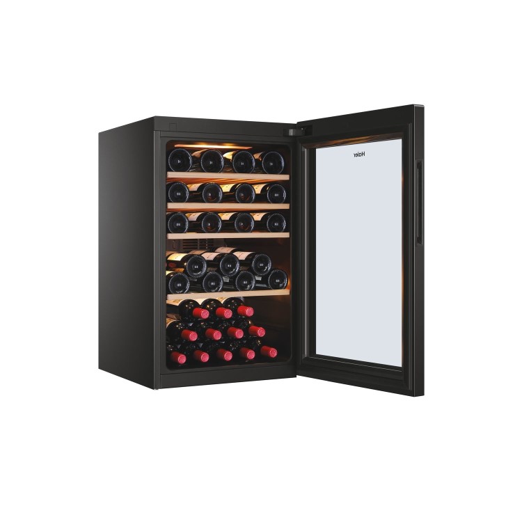 Refurbished Haier HWS49GA Freestanding 42 Botttle Single Zone Wine Cooler Black