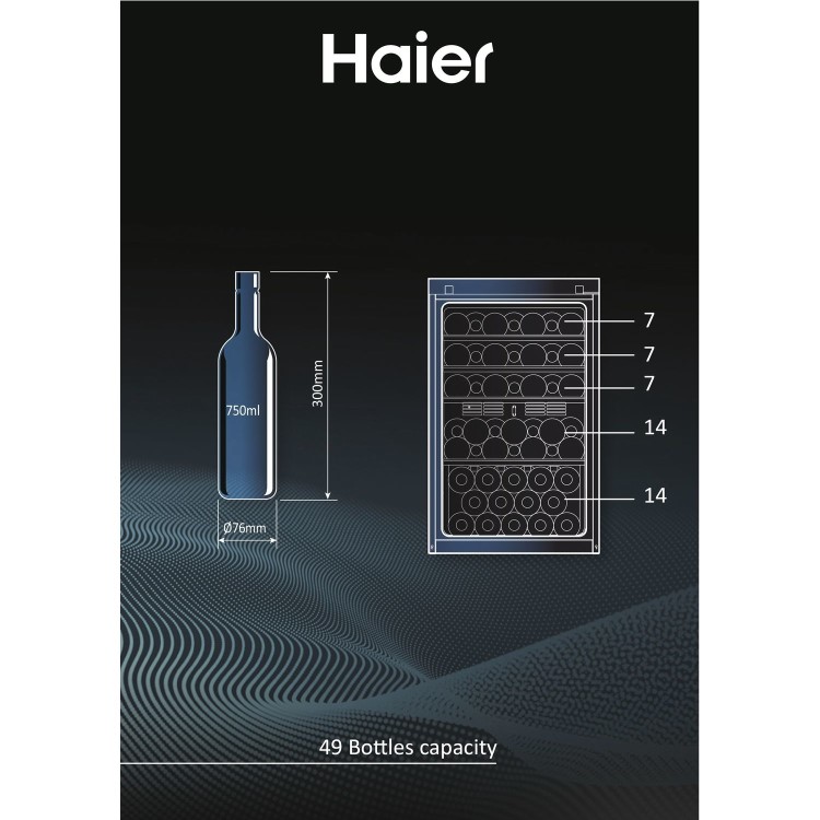 Refurbished Haier HWS49GA Freestanding 42 Botttle Single Zone Wine Cooler Black