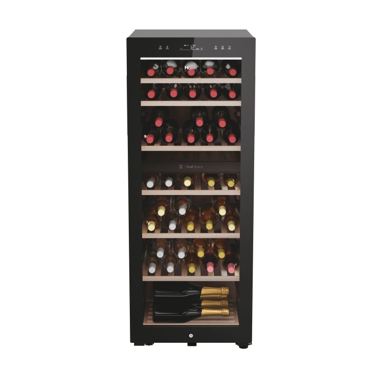 Refurbished Haier HWS77GDAU1 Freestanding 77 Bottle Dual Zone Wine Cooler Black