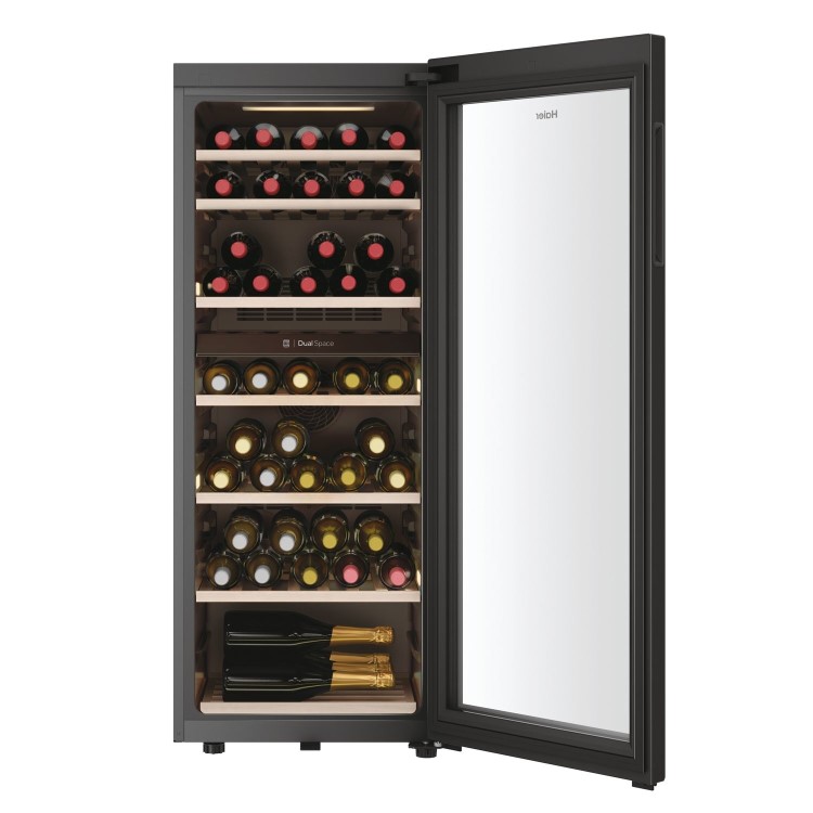 Refurbished Haier HWS77GDAU1 Freestanding 77 Bottle Dual Zone Wine Cooler Black