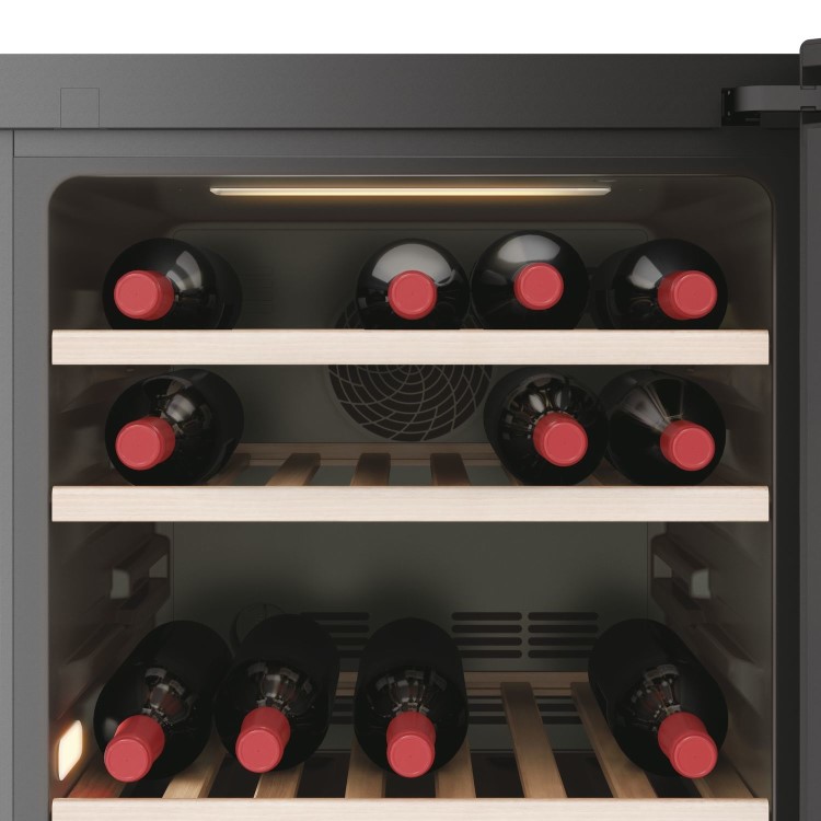 Haier 77 Bottle Dual Zone Freestanding Wine Cooler - Black