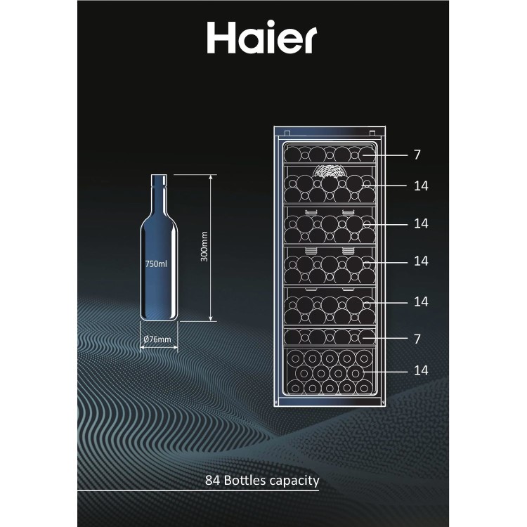 Haier 84 Bottle Single Zone Wine Cooler - Black