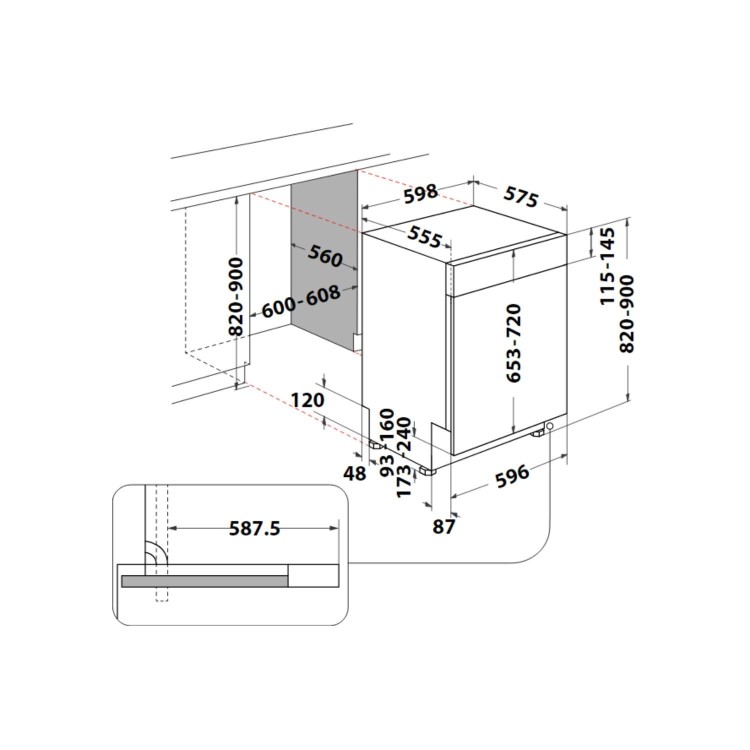 Indesit Semi Integrated Dishwasher - White