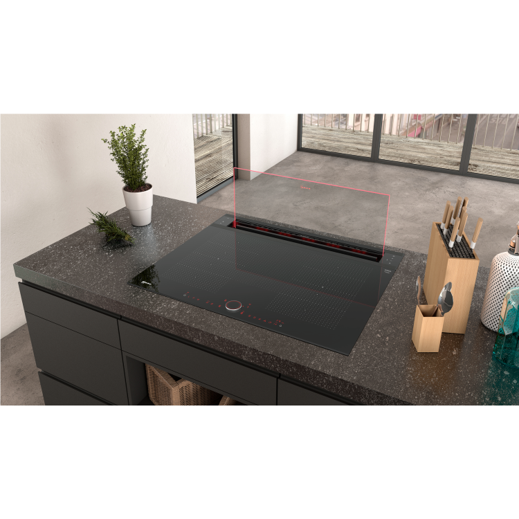 Neff N90 80cm Clear Glass Downdraft Hood - Black