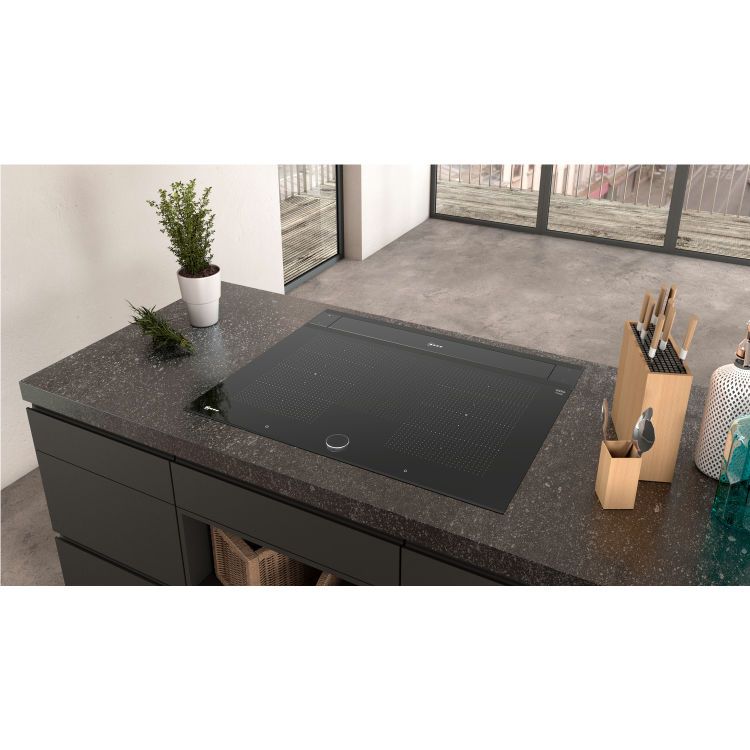 Neff N90 80cm Clear Glass Downdraft Hood - Black