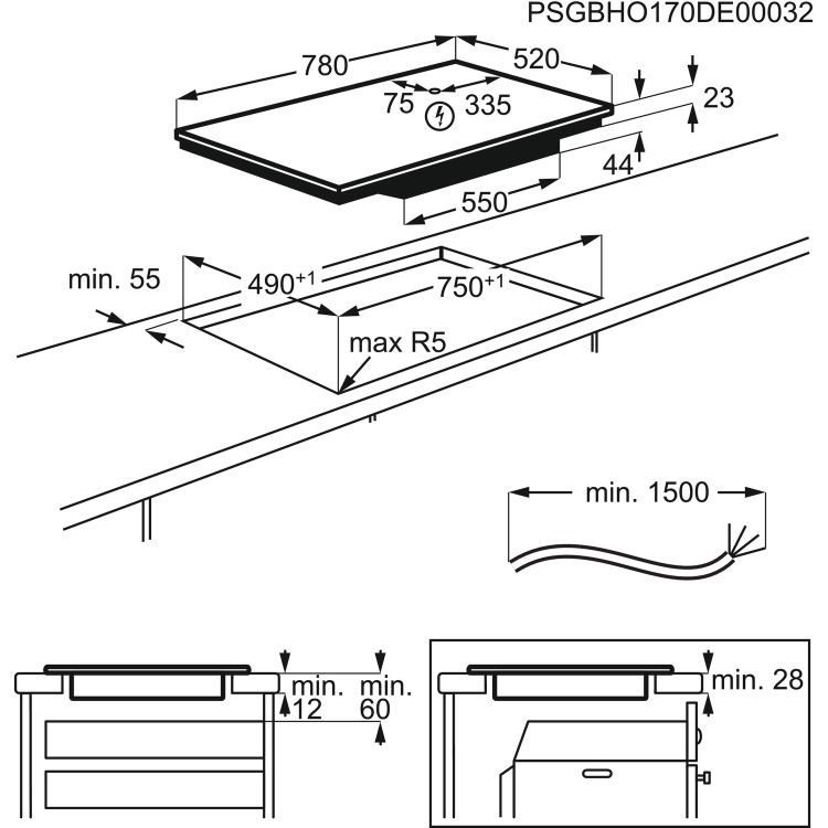 AEG 7000 Series 78cm 4 Zone Induction Hob