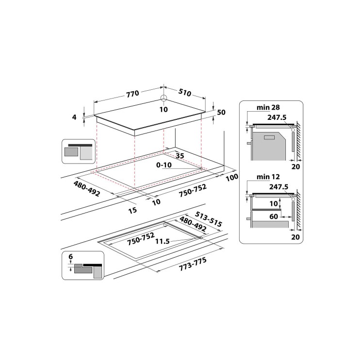 Indesit 77cm 4 Zone Induction Hob with Dualzone