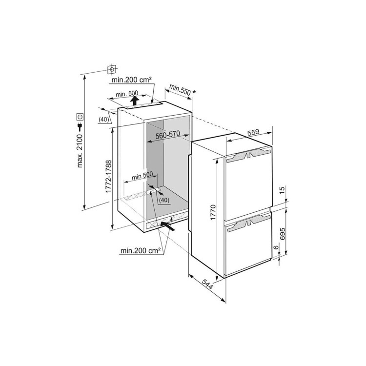 Liebherr ICBN3376 BioFresh NoFrost 60-40 Integrated Fridge Freezer With Soft-closing Doors - Door on Door