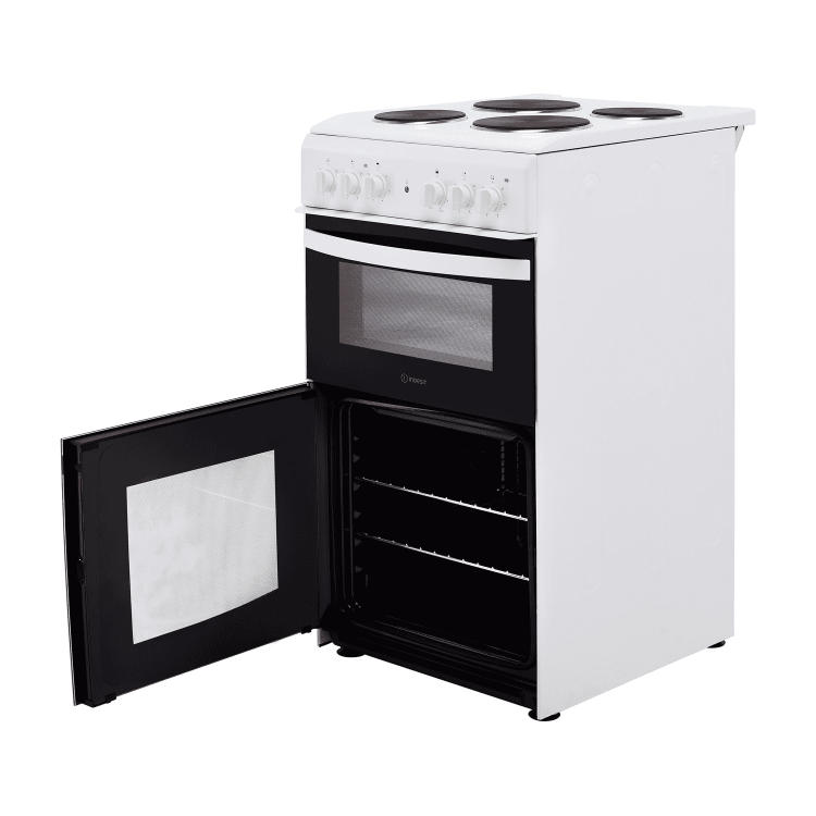 Indesit 50cm Double Cavity Electric Cooker with Sealed Plate Hob - White