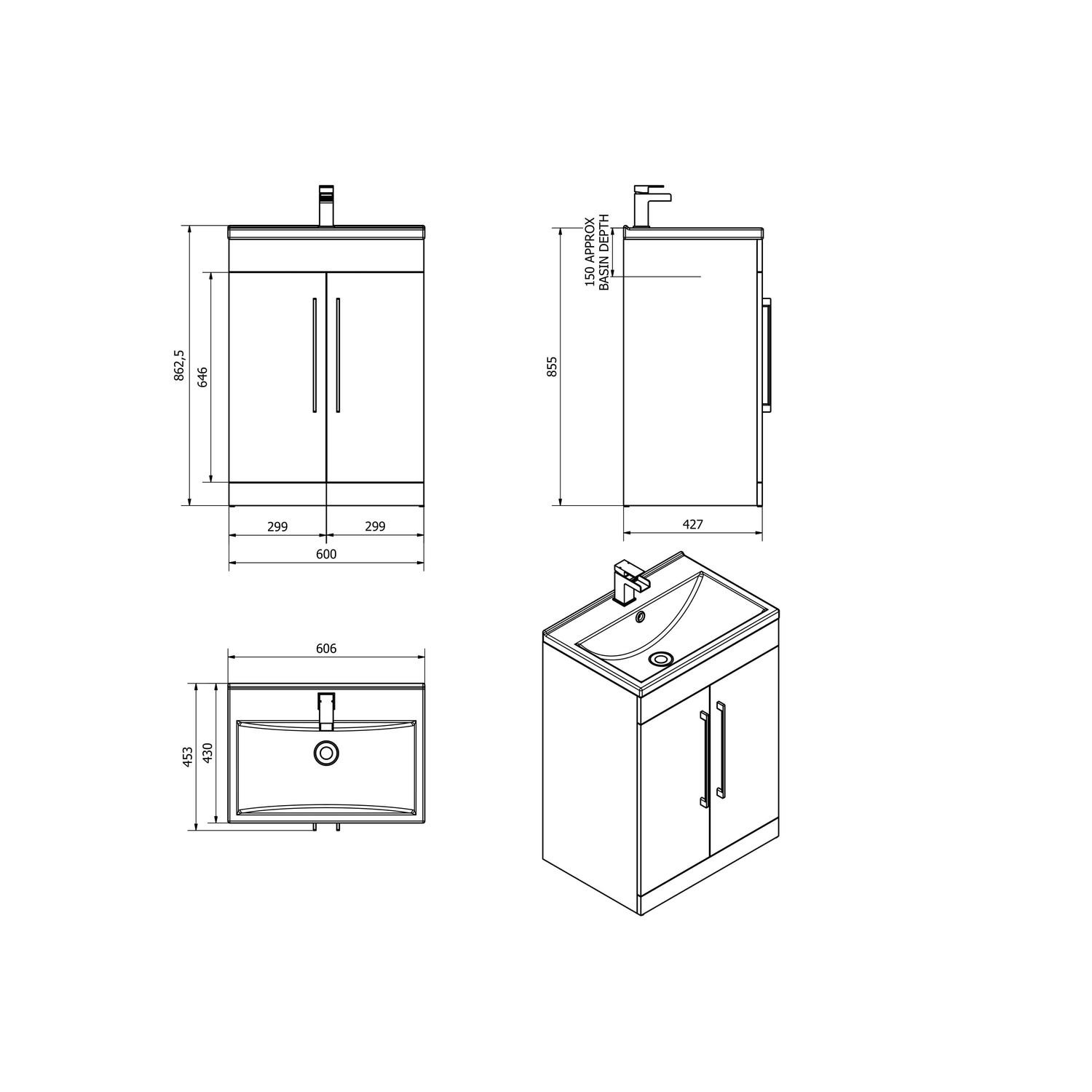 Freestanding vanity unit store without basin