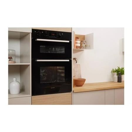 Refurbished Indesit Aria IDD6340BL 60cm Double Built In Electric Oven Black