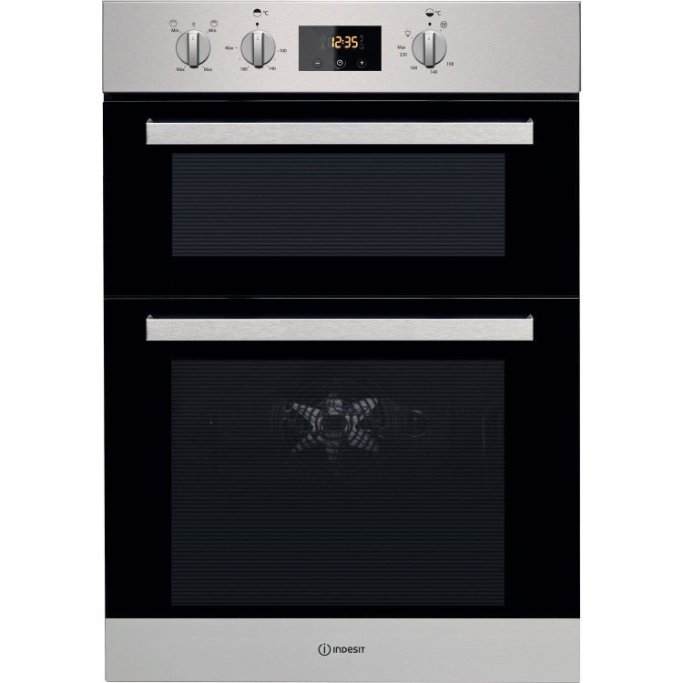 Refurbished Indesit Aria IDD6340IX 60cm Double Built In Electric Oven Stainless Steel 