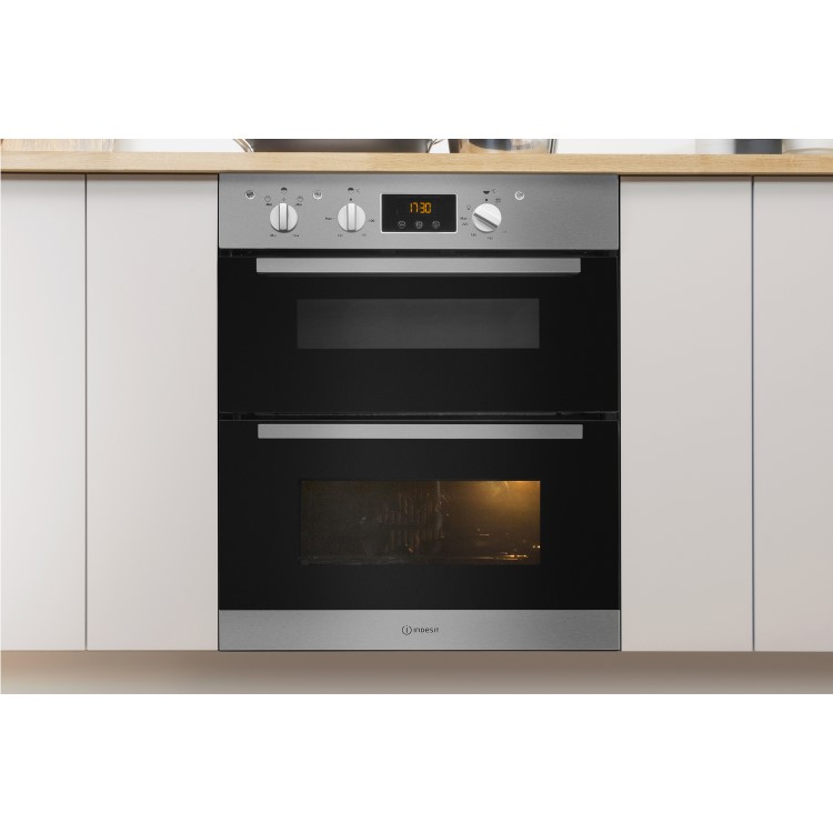 Indesit Aria Electric Built Under Double Oven - Stainless Steel