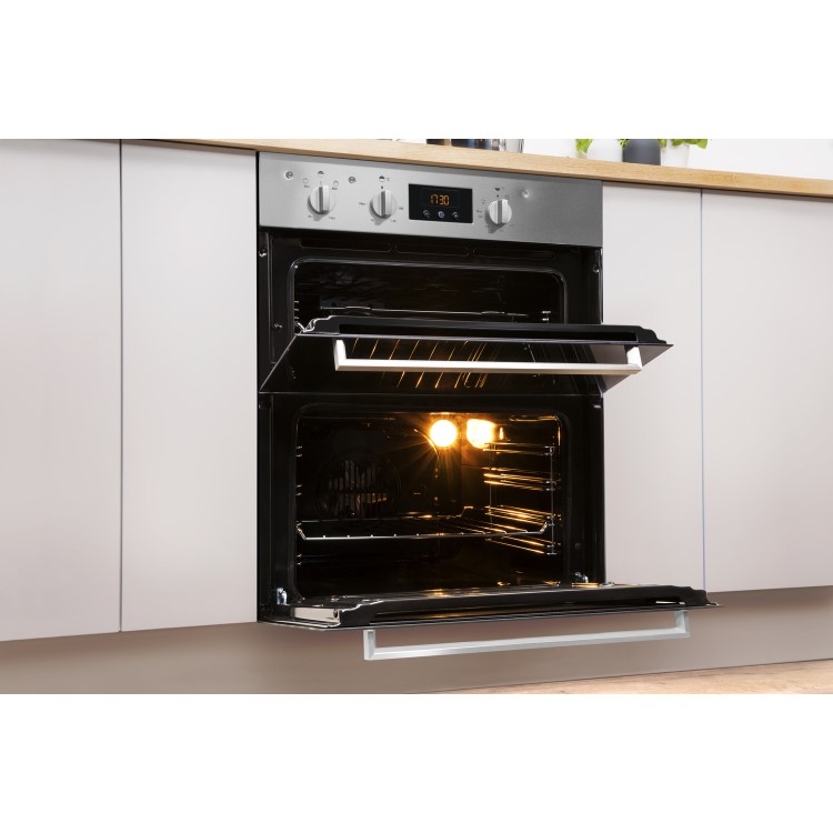 Indesit Aria Electric Built Under Double Oven - Stainless Steel