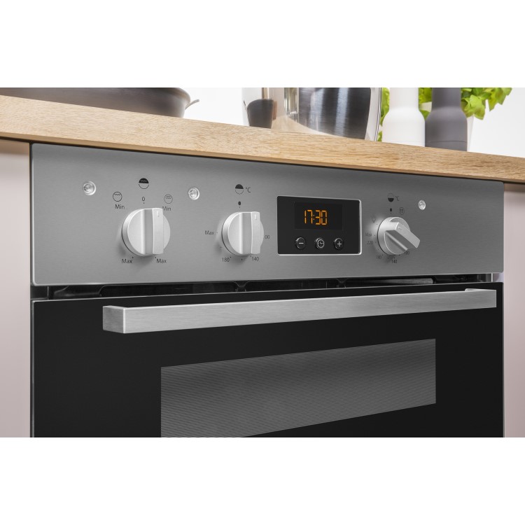 Indesit Aria Electric Built Under Double Oven - Stainless Steel