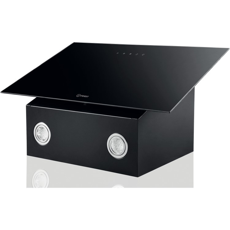 Indesit 60cm Angled Chimney Cooker Hood - Black