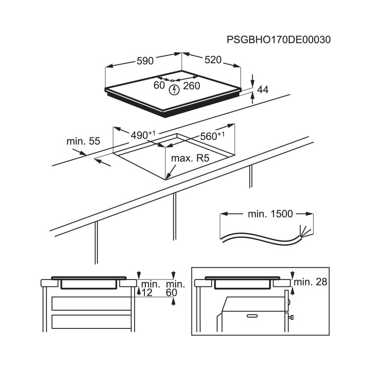 AEG 3000 Series 59cm 4 Zone Induction Hob