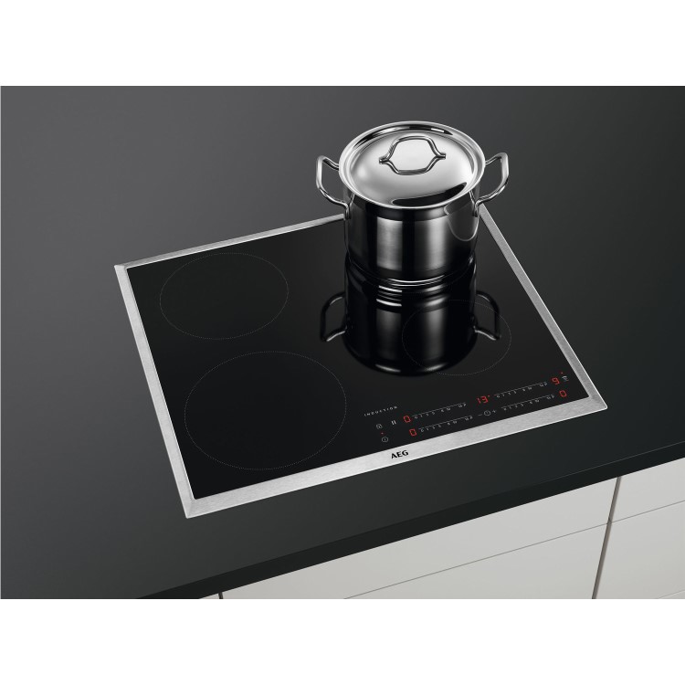 AEG IKB64401XB 60cm Four Zone Induction Hob - Black With Bevelled Edges