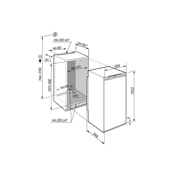 liebherr IKBP2954 Premium BioFresh 158cm In-column Integrated Fridge With Icebox