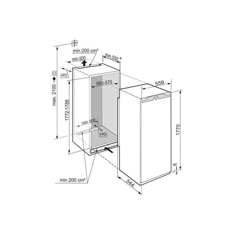 Liebherr BioFresh In-column Integrated Fridge with Soft-close Door and Icebox - Door-on-Door