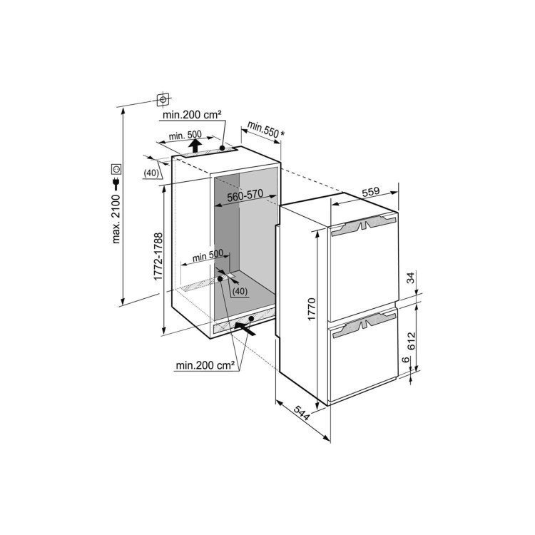 Liebherr IKBV3254 Premium 177x55cm A++ In-column Integrated Fridge With BioFresh Telescopic Cellar Drawers & Freezer Box