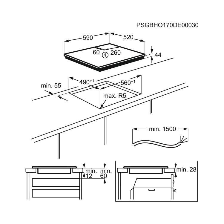 Refurbished AEG IKE64450FB 59cm 4 Zone Induction Hob with Dual Bridge Zones