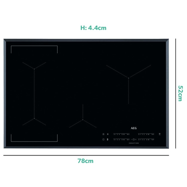 Refurbished AEG IKE84441FB 78cm 4 Zone Induction Hob With Bridging Function