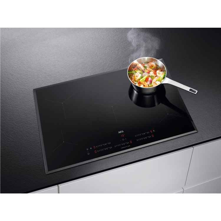 AEG IKE85431FB MaxiSense 78cm Five Zone Induction Hob With Bevelled Edges & Hob2Hood