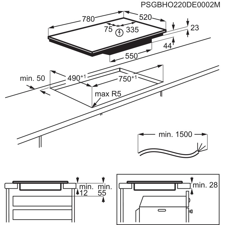 AEG 80cm 5 Zone Induction Hob with Dual Bridge Zones