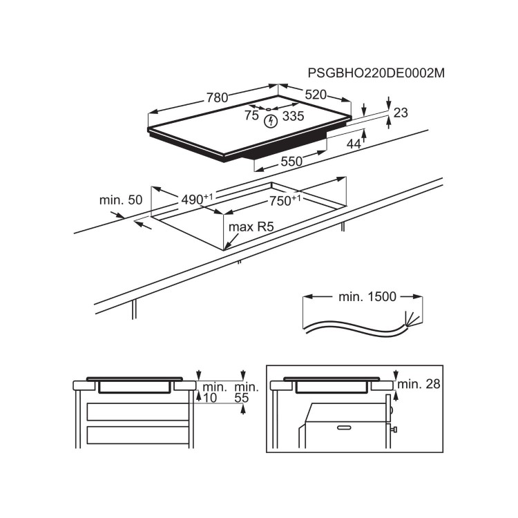 AEG 6000 Series 80cm Induction Hob with Bridge Zone