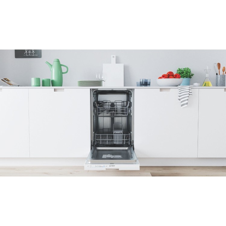 Indesit Push&Go Integrated Slimline Dishwasher - D-Rated White Control Panel