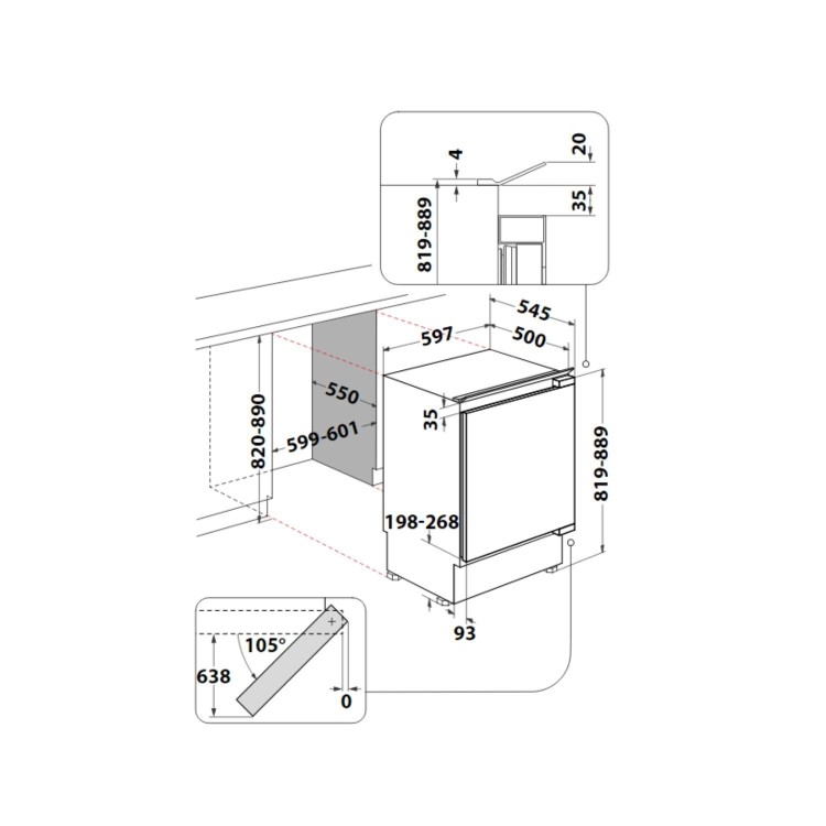 Refurbished Indesit INBUF011 Integrated 126 Litre In Under Counter Larder Fridge