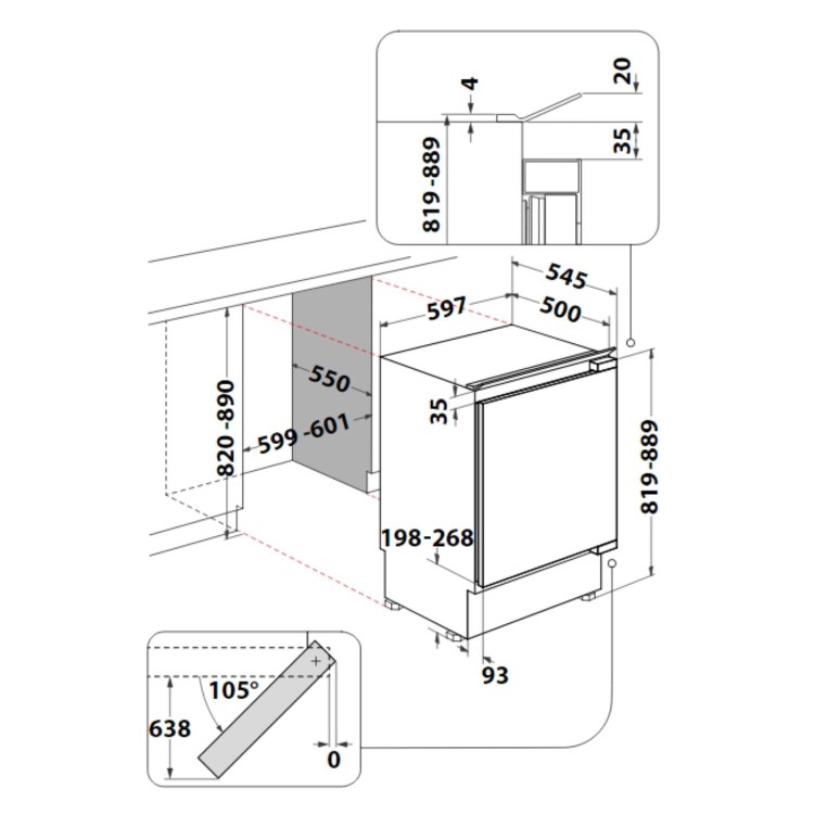 Indesit 91 Litre Integrated Under Counter Freezer 