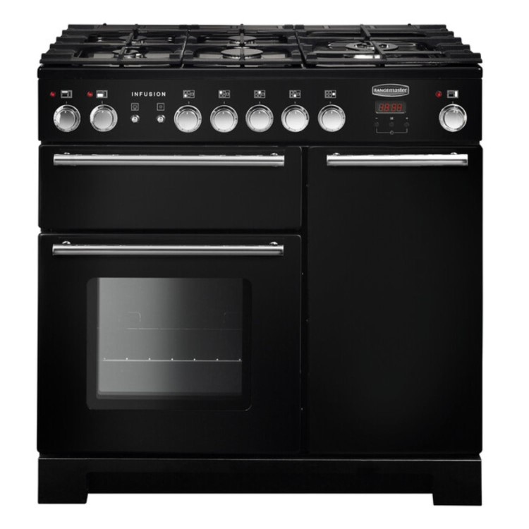 Rangemaster Infusion 90cm Dual Fuel Range Cooker - Black