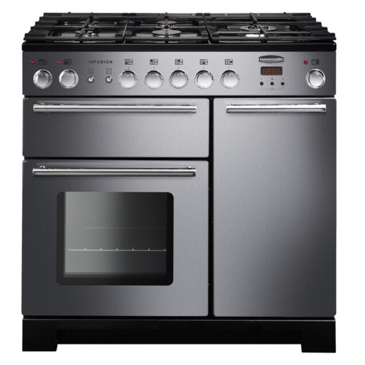 Refurbished Rangemaster Infusion INF90DFFSS 90cm Dual Fuel Range Cooker Stainless Steel