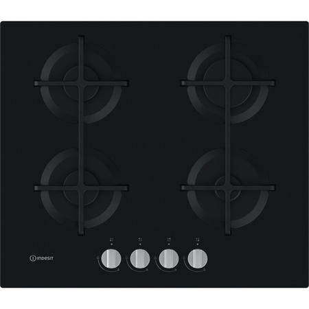 Indesit 60cm 4 Burner Gas on Glass Hob - Black