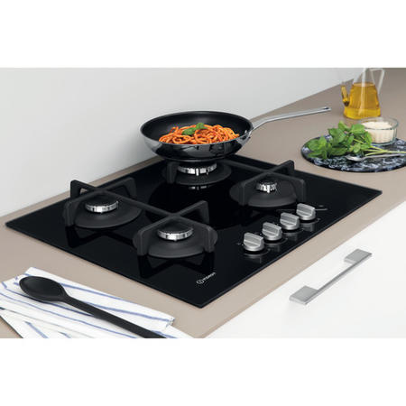 Indesit 60cm 4 Burner Gas on Glass Hob - Black