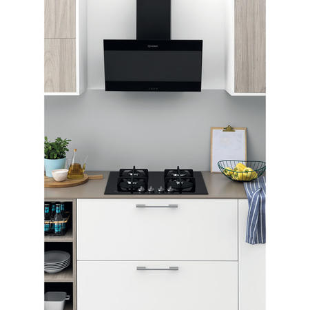 Indesit 60cm 4 Burner Gas on Glass Hob - Black