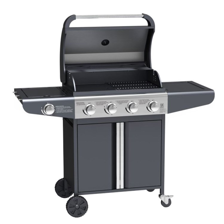 Refurbished Boss Grill Kentucky Premium 4 Burner Gas BBQ Grill with Side Burner - Black