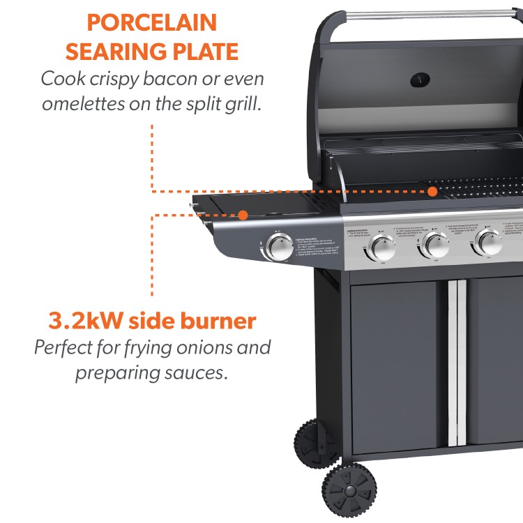 Refurbished Boss Grill Kentucky Premium 4 Burner Gas BBQ Grill with Side Burner - Black