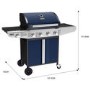 Boss Grill Kentucky Premium - 4 Burner Gas BBQ Grill with Side Burner - Blue