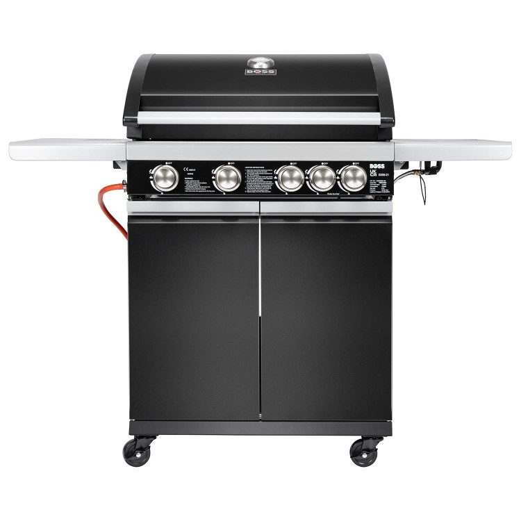 Boss Grill Alabama Elite - 4 Burner Gas BBQ Grill with Side Burner - Black