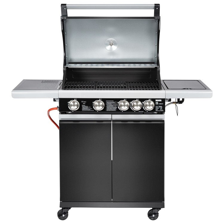 Boss Grill Alabama Elite - 4 Burner Gas BBQ Grill with Side Burner - Black